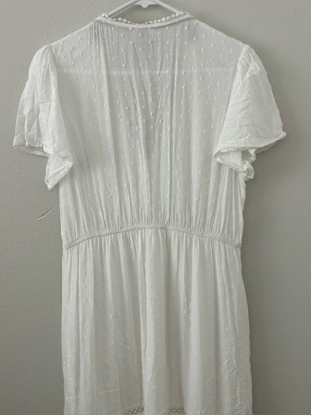 Knox Rose White Tiered Maxi Dress Women’s L Swiss Dot Lace Boho Romantic Beach